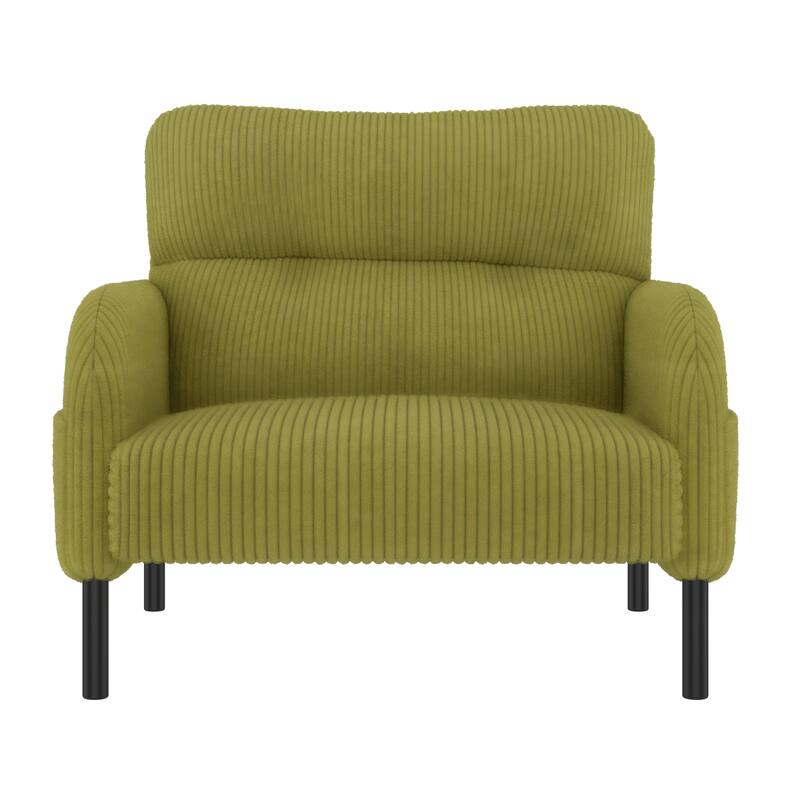 Corduroy Upholstered Single Sofa Chair, Lounge Reading Chair with Side Pockets, Armchair with Solid Wood Frame