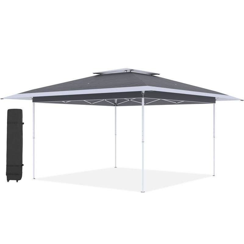 13x13 FT Pop Up Canopy Tent with Netting, UPF 50+ Outdoor Canopy with Automatic Eaves & One-Push Lock, for Patio & Parties
