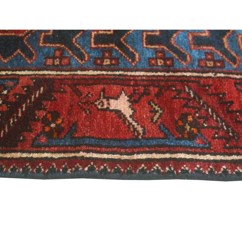 Fine Vintage Distressed Kizza Navy/Red Runner - 3'2" x 9'8"