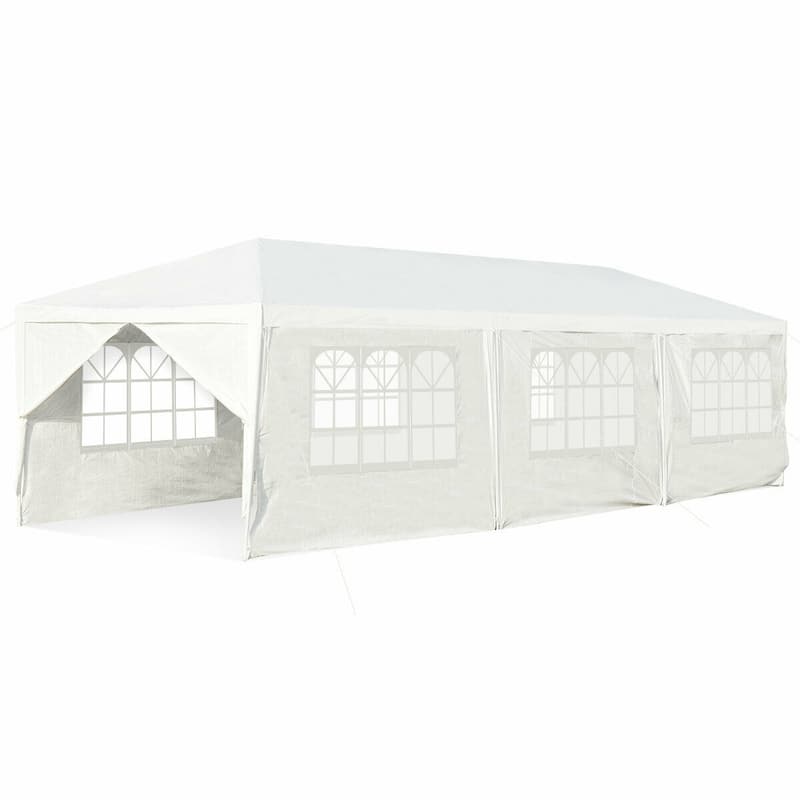 Gymax 10'x30' Outdoor Heavy-duty Gazebo Wedding Canopy Party Pavilion - White