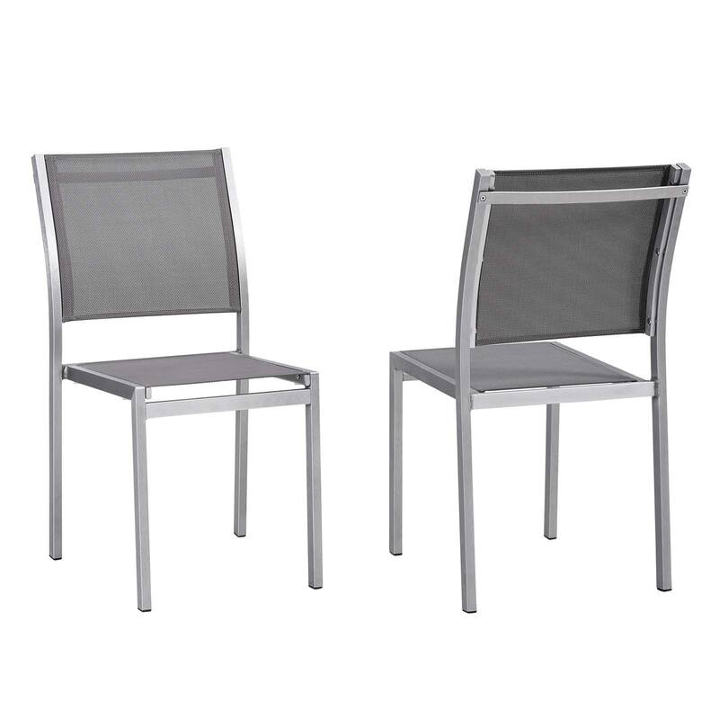 Shore Aluminum Outdoor Side Chair Set of 2 - Silver Gray