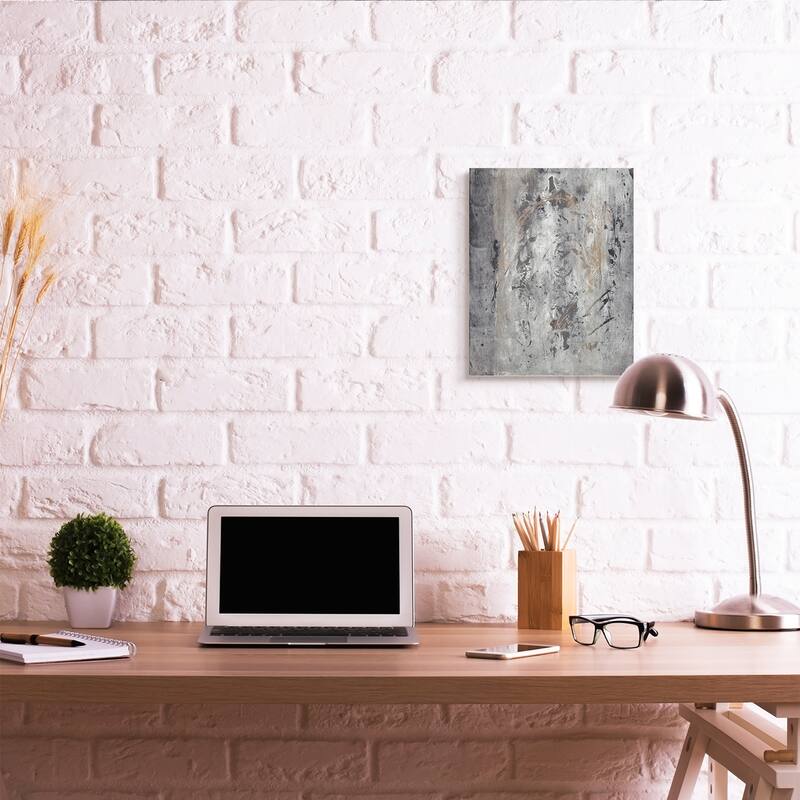 Stupell Ancient Brush Stroke Abstract Black Brown Grey Canvas Wall Art