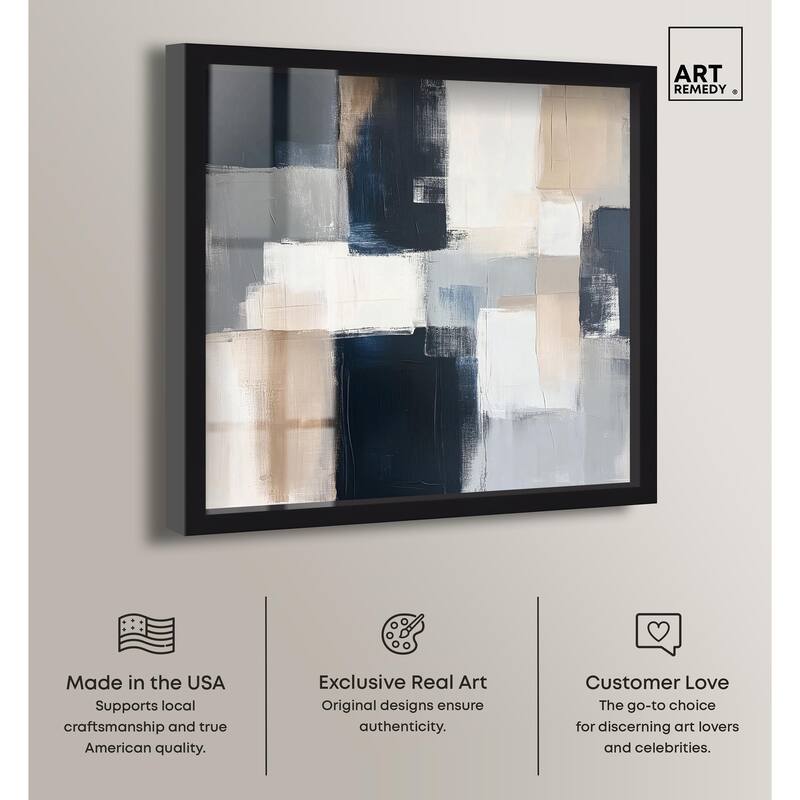Blue and Tan Abstraction I Shadowbox by Art Remedy
