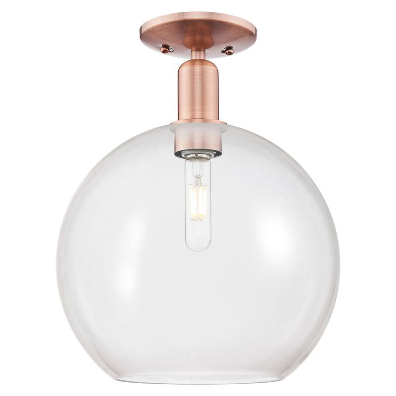 Innovations Lighting Endless Possibilities Arcadia - Athens - 1 Light 12" Semi-Flush Mount - Clear/Antique Copper