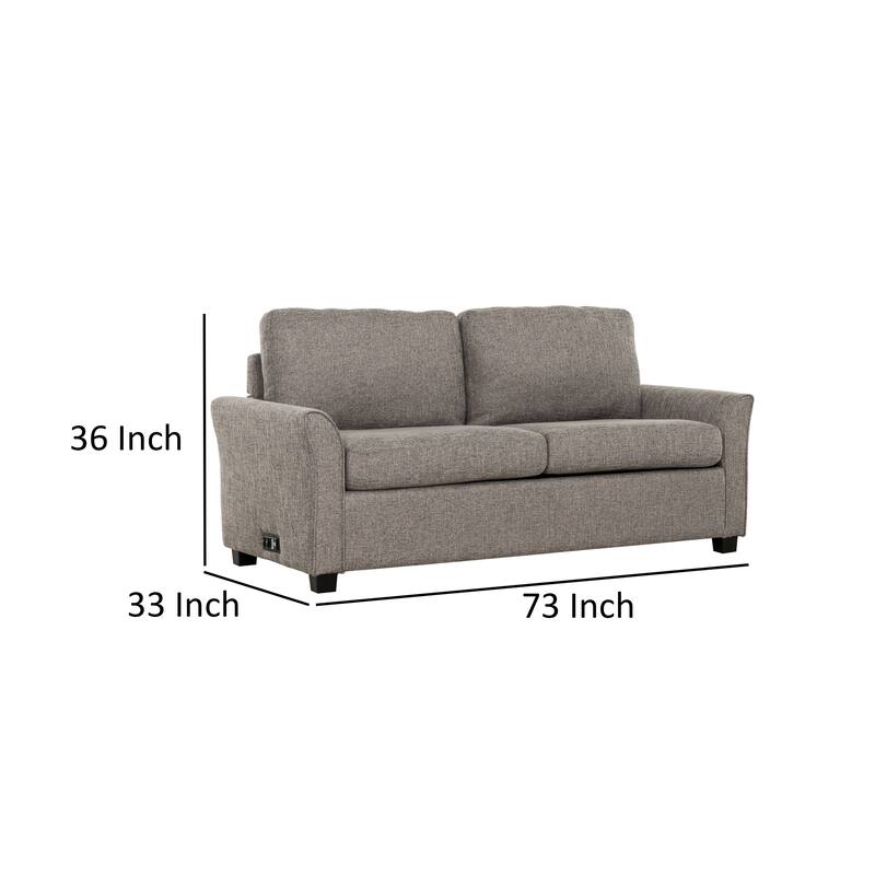 Full Size Sofa Bed, Gray Linen, Convertible Design, USB Port, Power Outlets