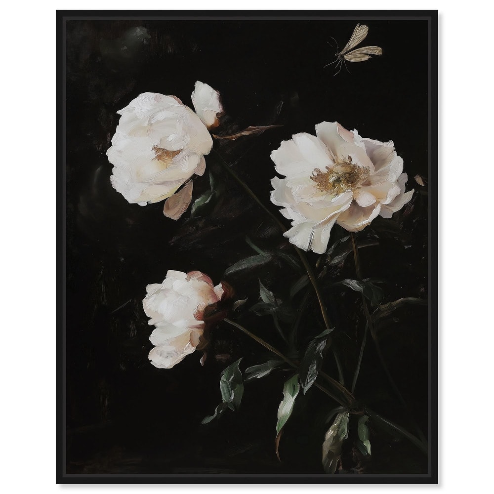 White Peony Nocturne Canvas by Art Remedy