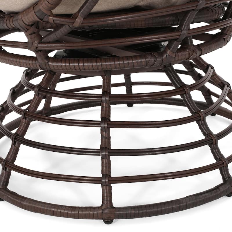 Swivel Egg Chair Basket Chairs Woven Accent Lounge Chair with Cushion