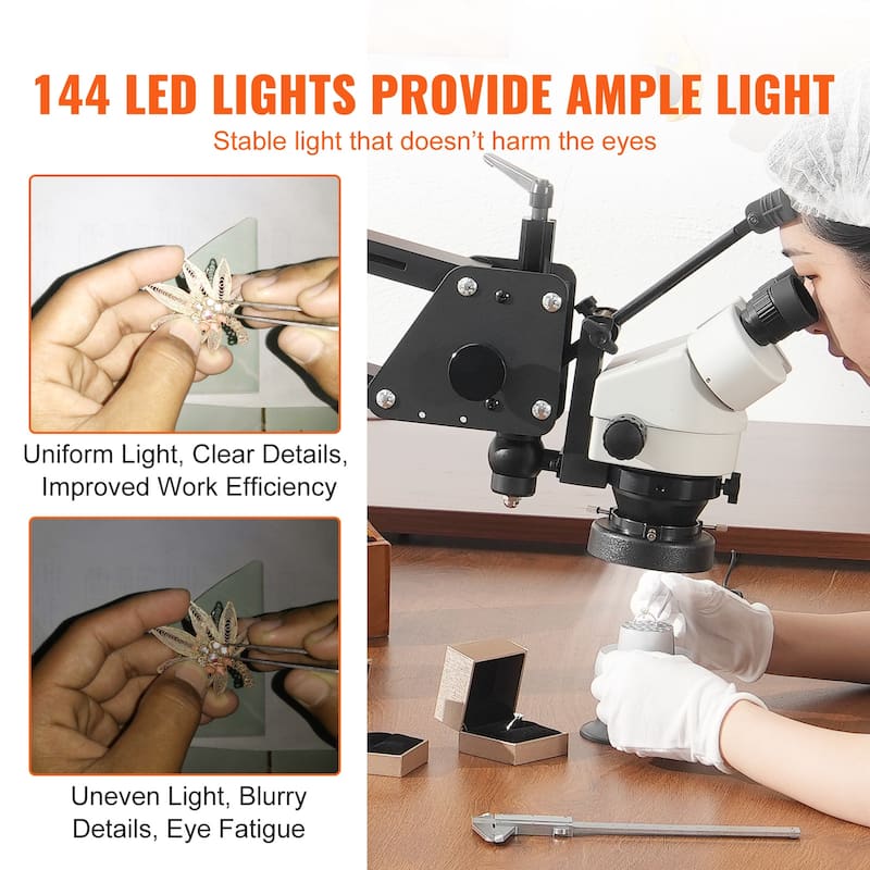 Multi-Directional Microscope with Spring Bracket, 7X-45X Magnification Jewelry Microscope, Micro Jewelry Inlaid Stand
