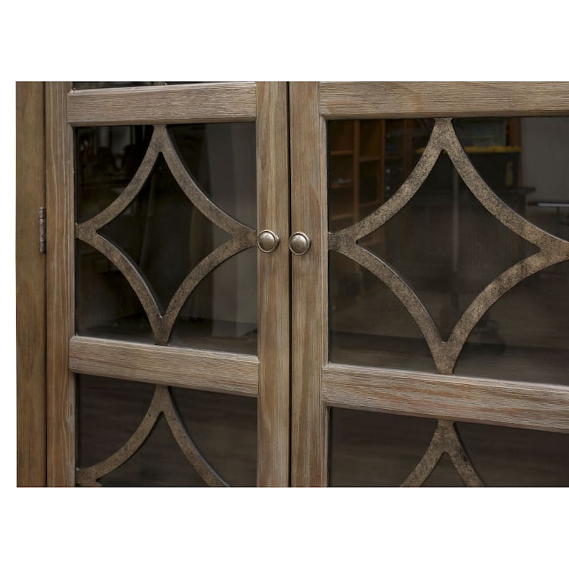 Carson Glass Display Cabinet, Glass Door Wood Bookcase, Storage Cabinet, Gray - 42"W x 70"H x 15"D