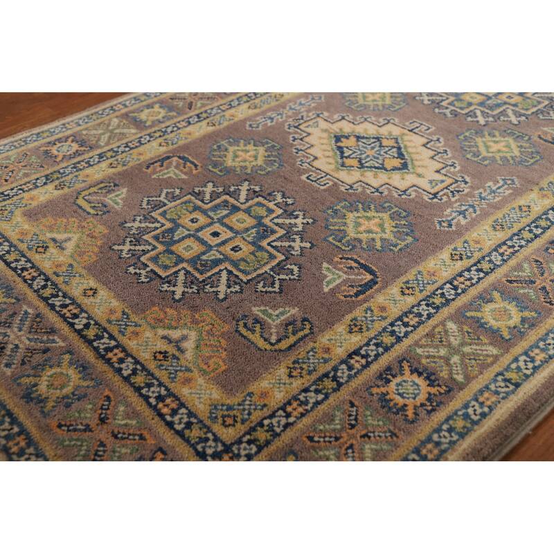 Brown Kazak Foyer Rug Handmade Traditional Wool Carpet - 2'9"x 4'3"