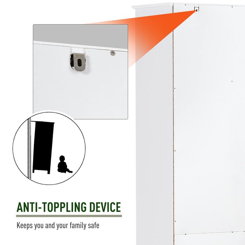 HOMCOM Freestanding Bathroom Storage Cabinet with Shutter Doors and Adjustable Shelves, Toilet Vanity Cabinet
