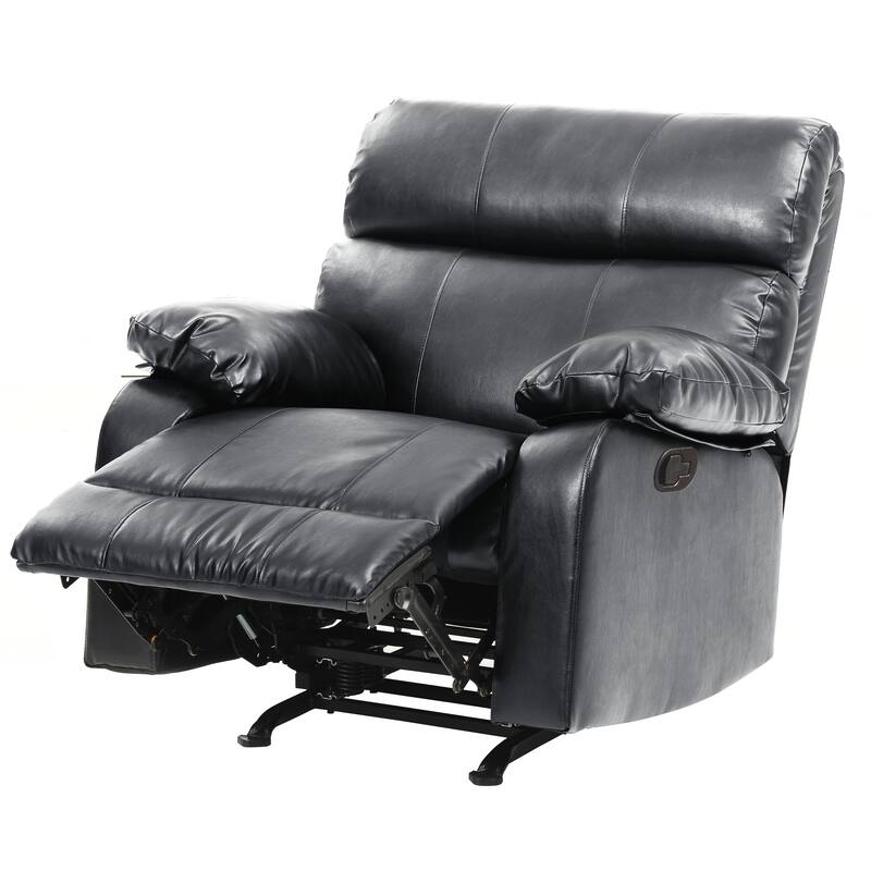 Black Oversized PU Leather Upholstered Rocker Recliner