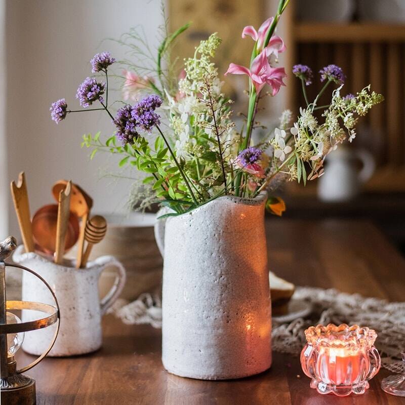 RusticReach Country Style Crackle Glaze Ceramic Vase Jar