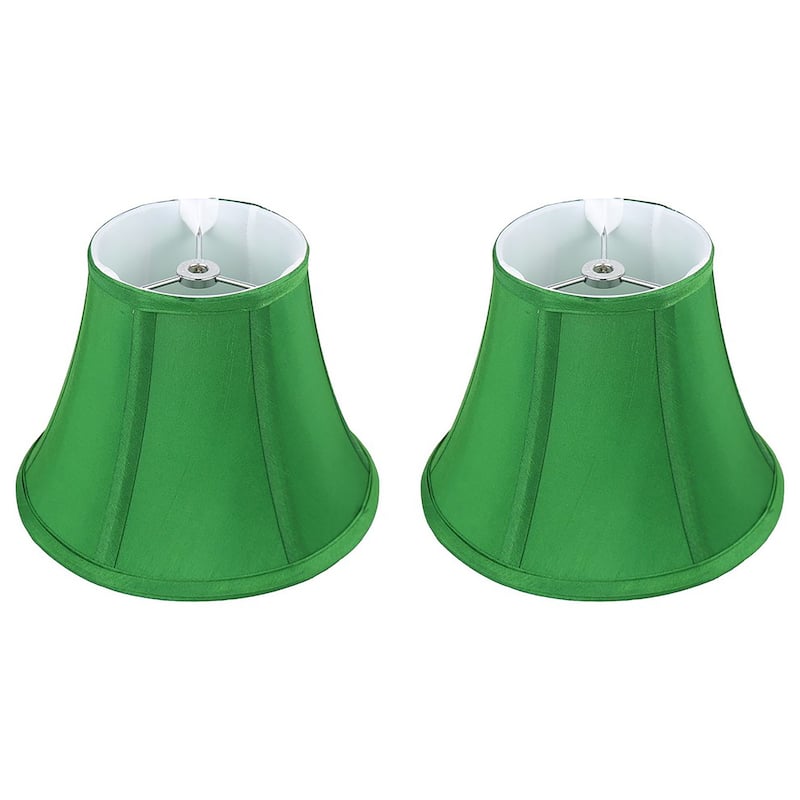 Faux Silk Bell Lamp Shade, 5 inch Top, 9 inch Bottom, 7 inch Slant - Set of 2 - Kelly Green