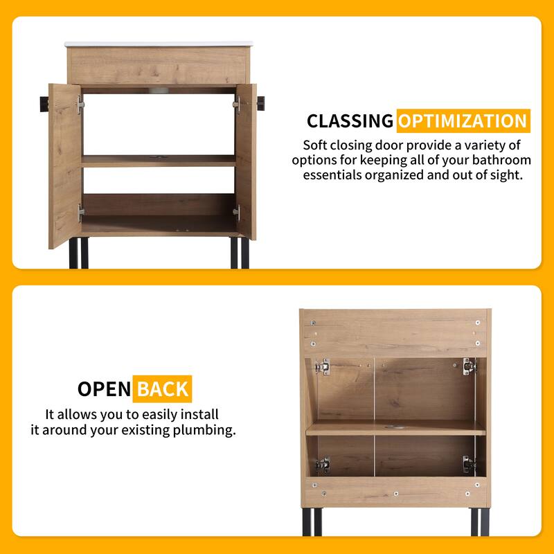 Beingnext 24"/30"/36" Bathroom Vanity with Sink, Freestanding/Floating Bathroom Vanity with Soft Close Door and Adjustable Shelf