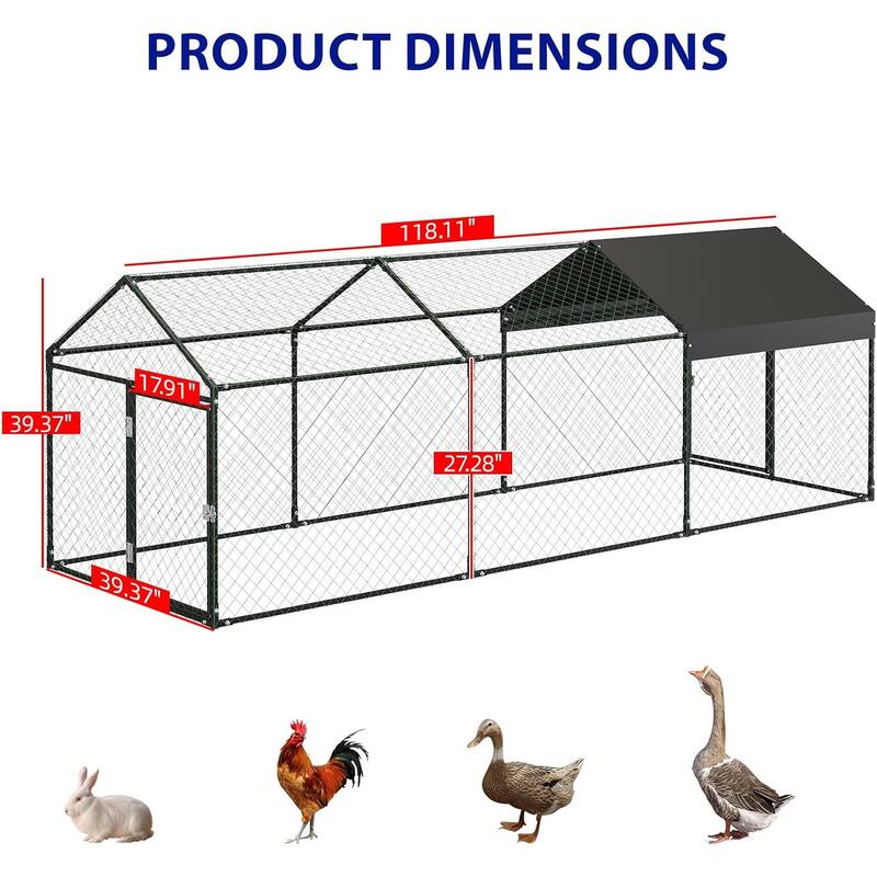 Outdoor Chicken Run Coop Hen House, Poultry Cage for Backyard Farm