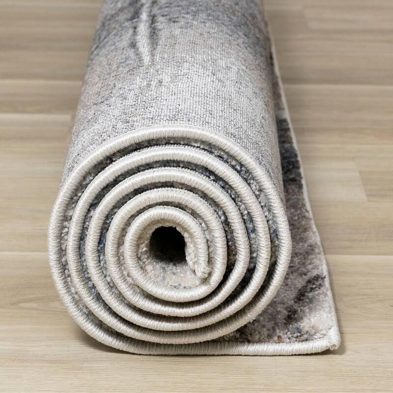 Brookfield Collection - Cream/Blue/Brown Urban Abstract Rug