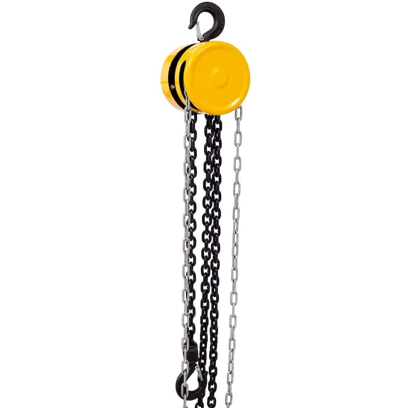 Chain hoist 2200 lbs.Yellow 10 ft. Steel Manual Chain Hoist Log Hook with 2 Heavy Duty Hooks