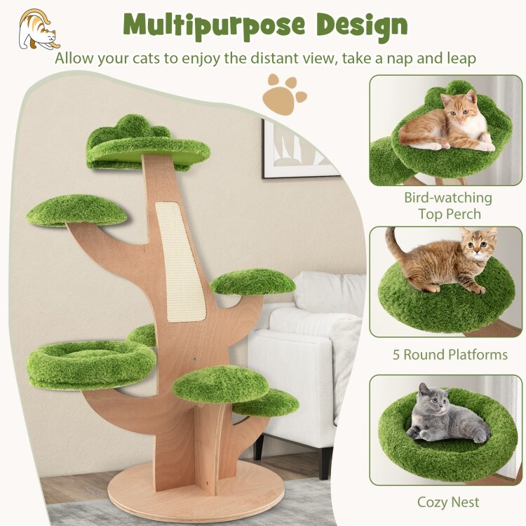 50 Inch Pine Shape Cat Tree for Indoor Cats with Sisal Scratching Board Green Bed Bath Beyond 40246874