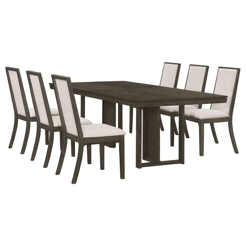 Kelly Beige and Dark Grey Rectangular Dining Table Set