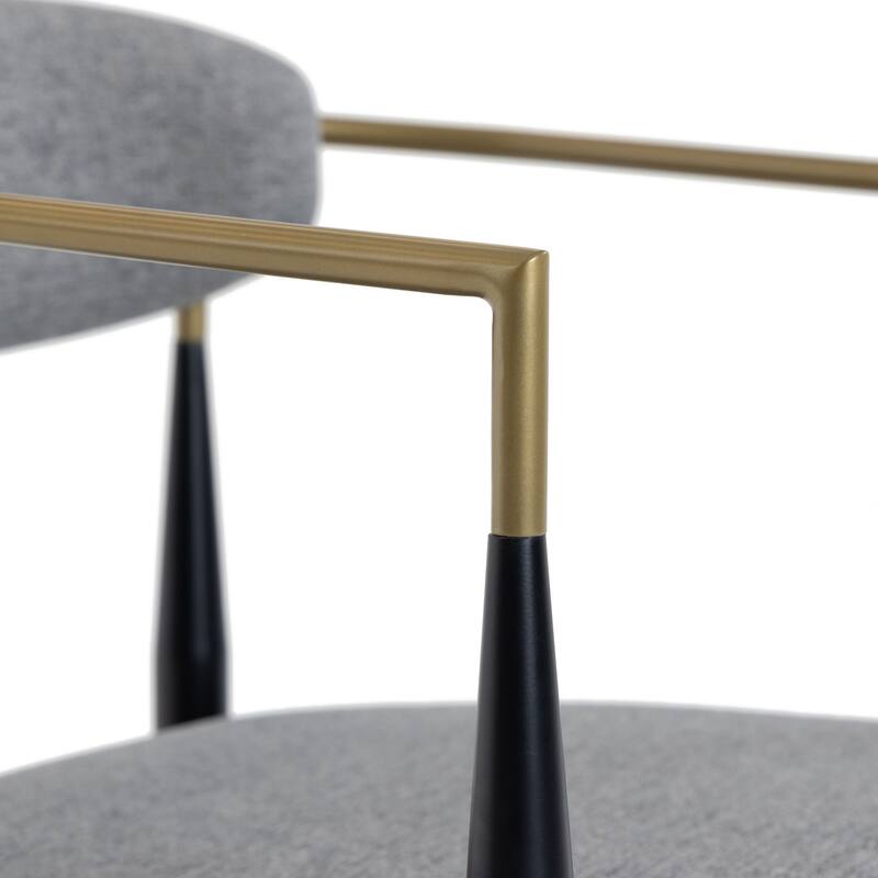Modrest Buchtel Mid-Century Modern Medium Grey, Gold Arm & Black Dining Chair