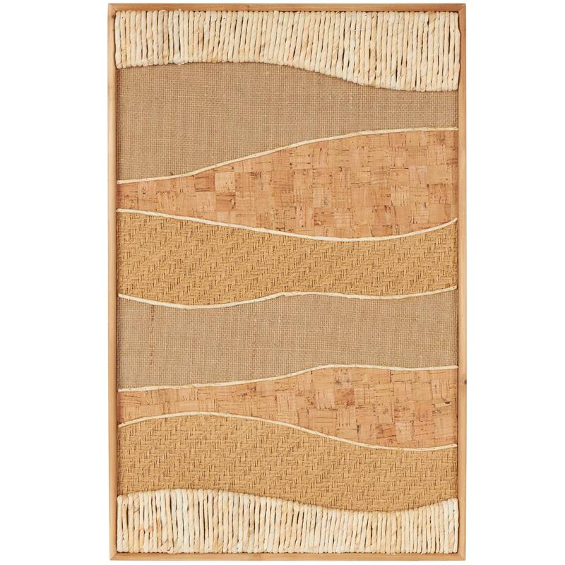 Brown Wood Handmade Dimensional Wavy Mixed Media Abstract Home Wall Decor with Various Textures and Patterns