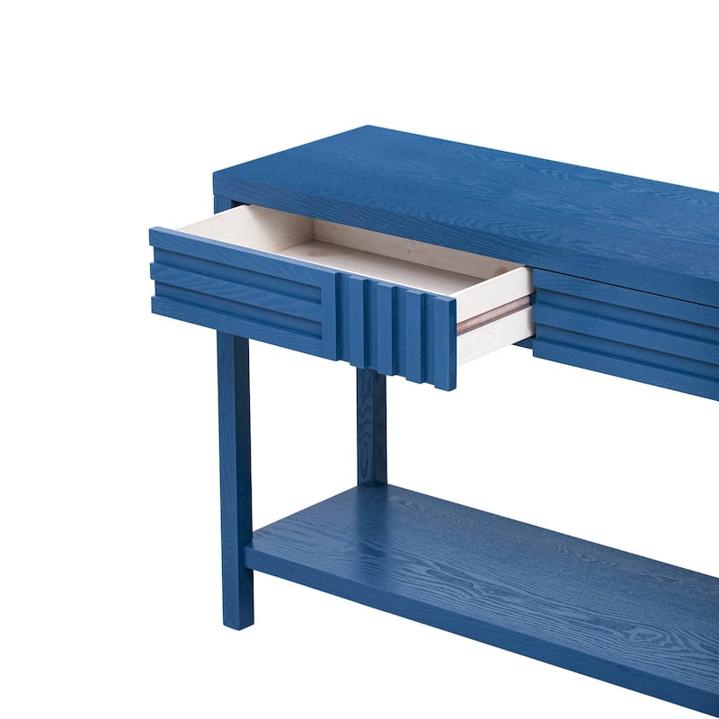 Modern Style Ash Veneer Console Tablewith Striped Design