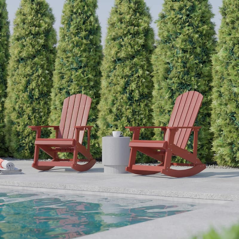 Adirondack Poly Resin Rocking Chairs for Indoor/Outdoor Use - 2 Pack