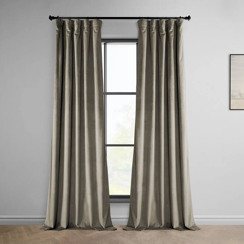 Exclusive Fabrics Heritage Plush Velvet Room Darkening Curtains (1 Panel) Luxury Velvet Curtains for Bedroom & Living Room. - 50 X 108 - Gallery Taupe