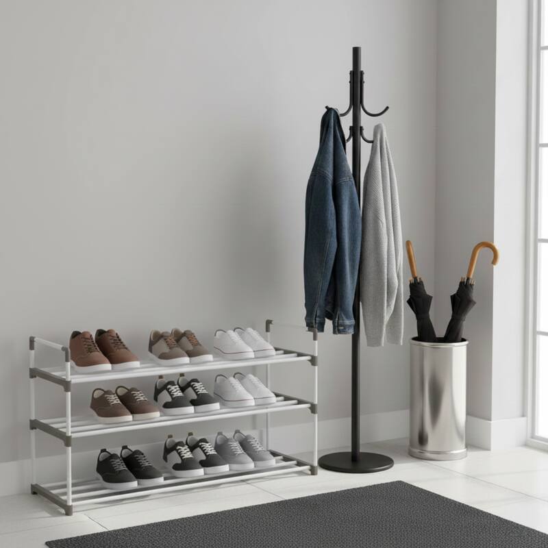 Shoe Rack - Shoe Organizer for Closet, Bathroom, Entryway by Home-Complete (White)