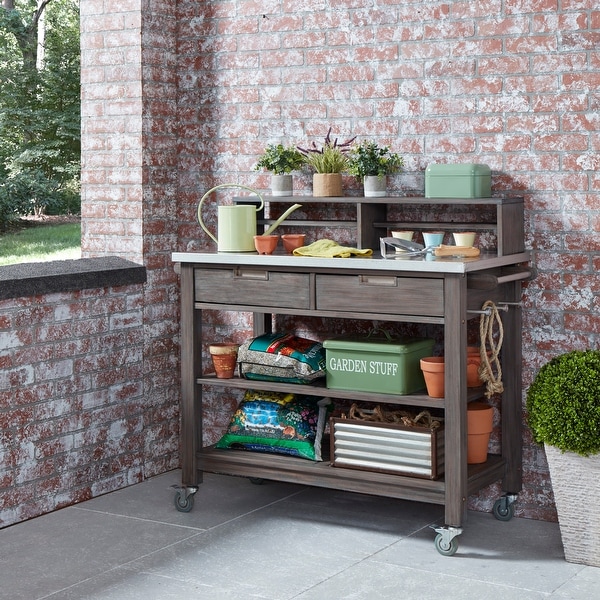 Gray potting bench new arrivals