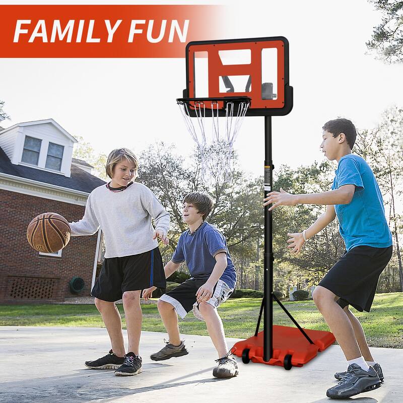 4.8 to 7.7ft Basketball Hoop 44" Backboard Portable Basketball Goal