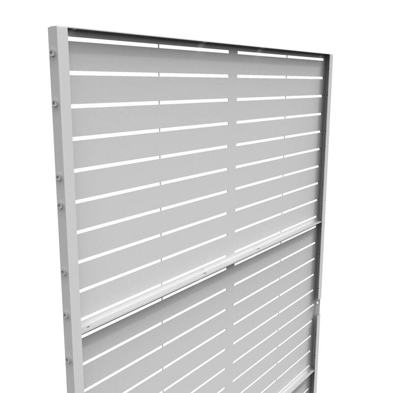 Outdoor 75'' x 47'' Metal Privacy Screen Fence Panel Line Pattern
