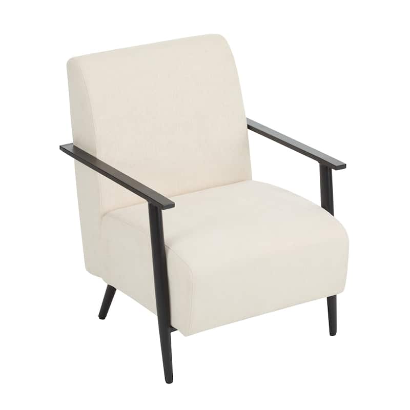[Set of 2] 26.38" Modern Beige Lounge Chair with Polyester Upholstery