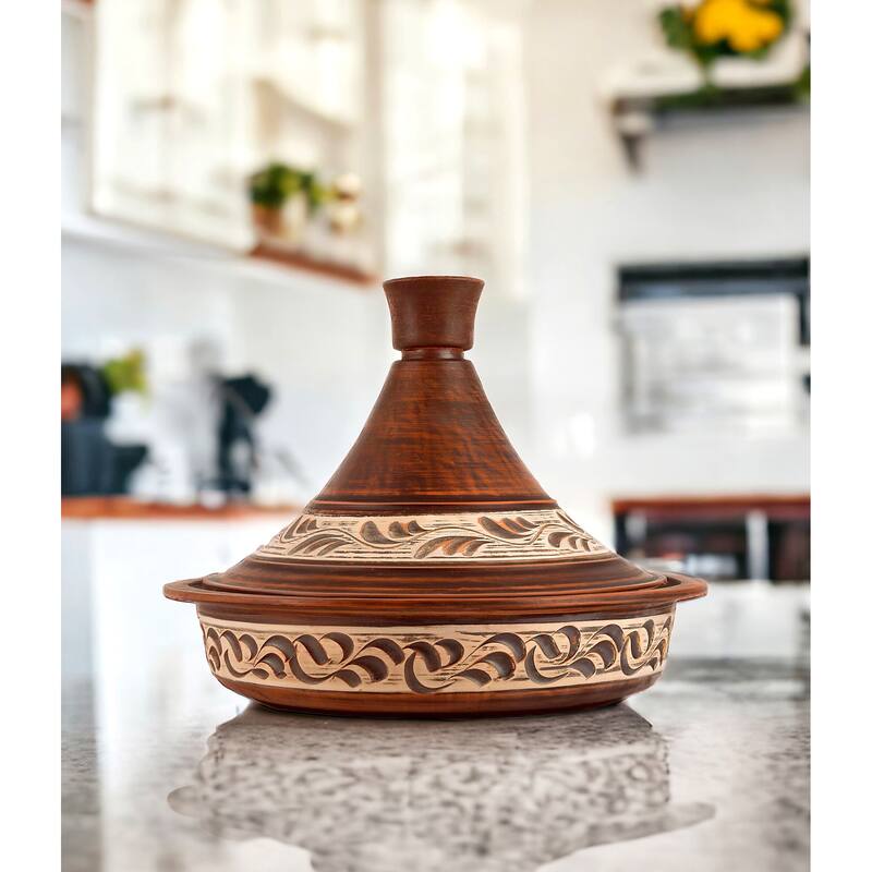 STP Goods Handmade 2.1Qt Red Clay Stoneware Tajine
