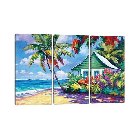 iCanvas "Green Cottage On The Beach" by John Clark 3-Piece Canvas Wall Art Set