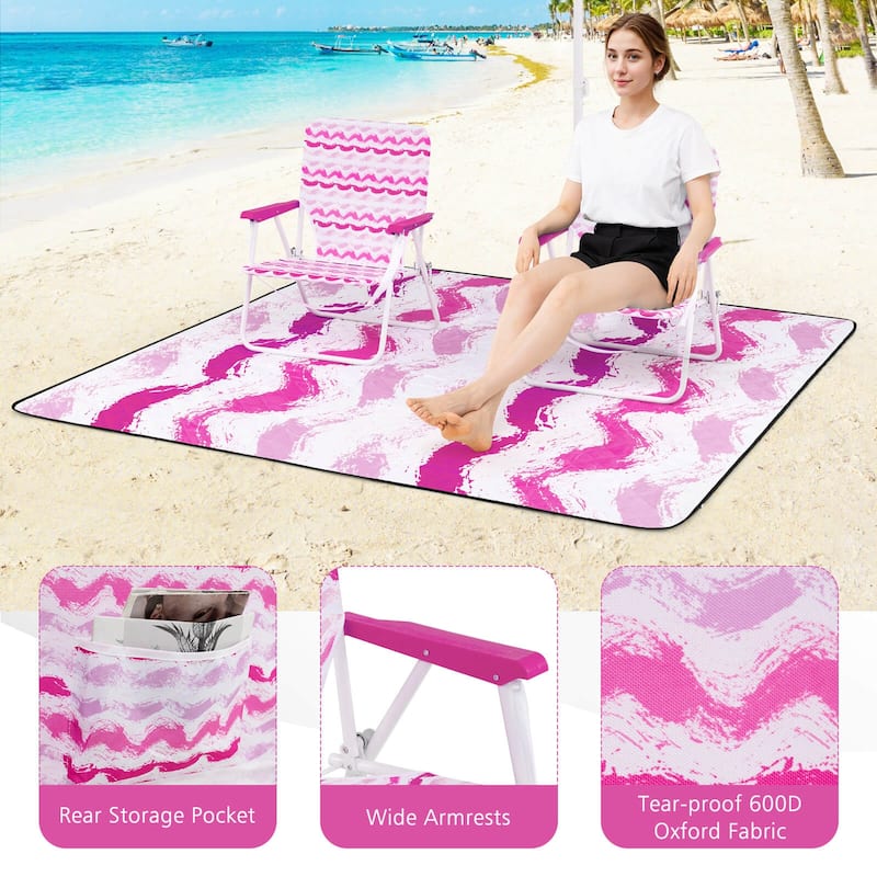 Costway 4 PCS Beach Umbrella Set with 2 Foldable Chairs & Picnic - See Details
