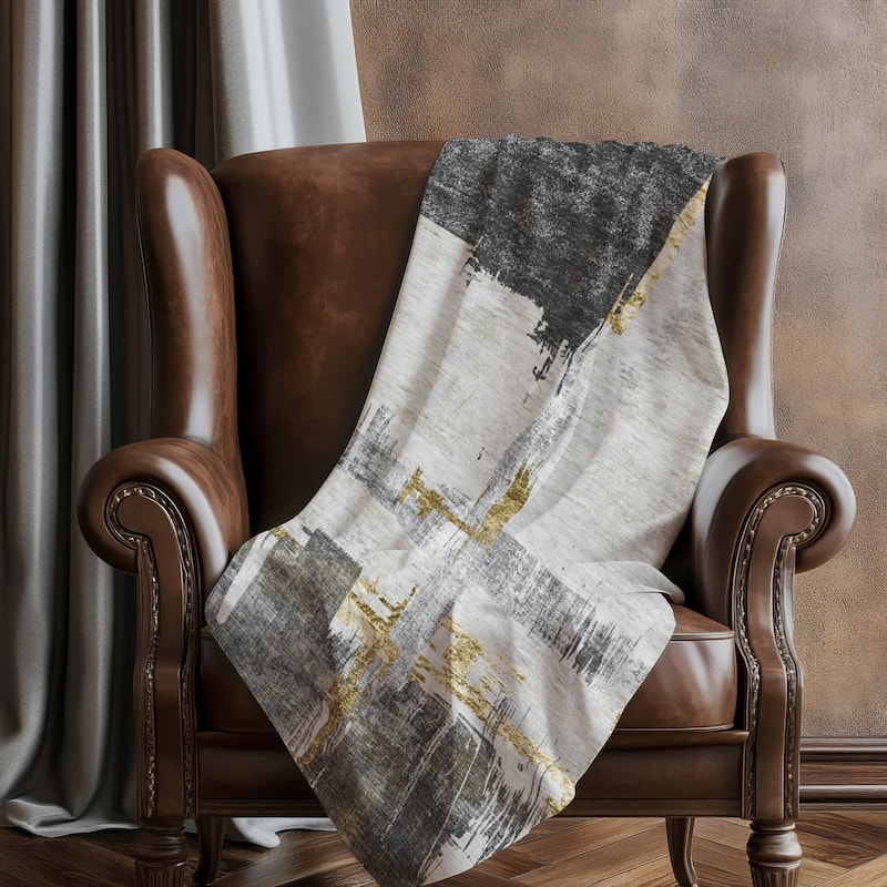 Premium Machine Washable Abstract Contemporary Sherpa Throw Blanket