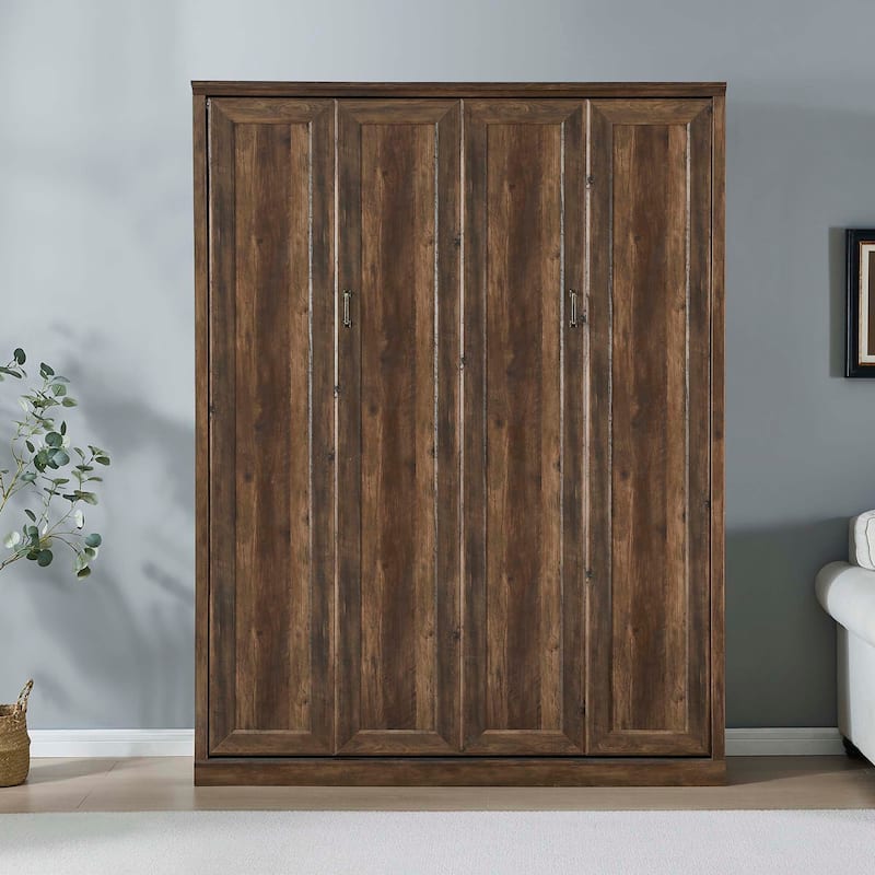 Queen Size Murphy Wall Bed Cabinet Space-Saving Bed for Guest Room