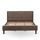 preview thumbnail 19 of 42, 2 Piece Bed Set -Bed with Brown Linen Fabric Button Tufted Headboard - 1 Night Stand (Bed Size Options)