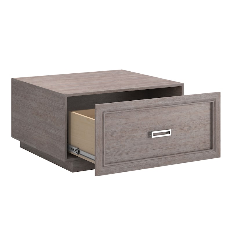 Wood Coffee Table with Elegant Design, Medium Gray - 34.02" L x 30.95" W x 18.27" H