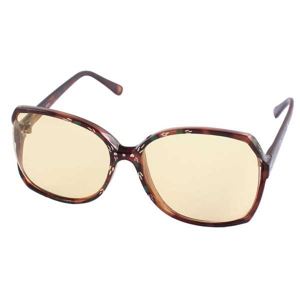 Women Plastic Flower Printed Full Frame Rectangle Lens Sunglasses - Brown. Opens flyout.
