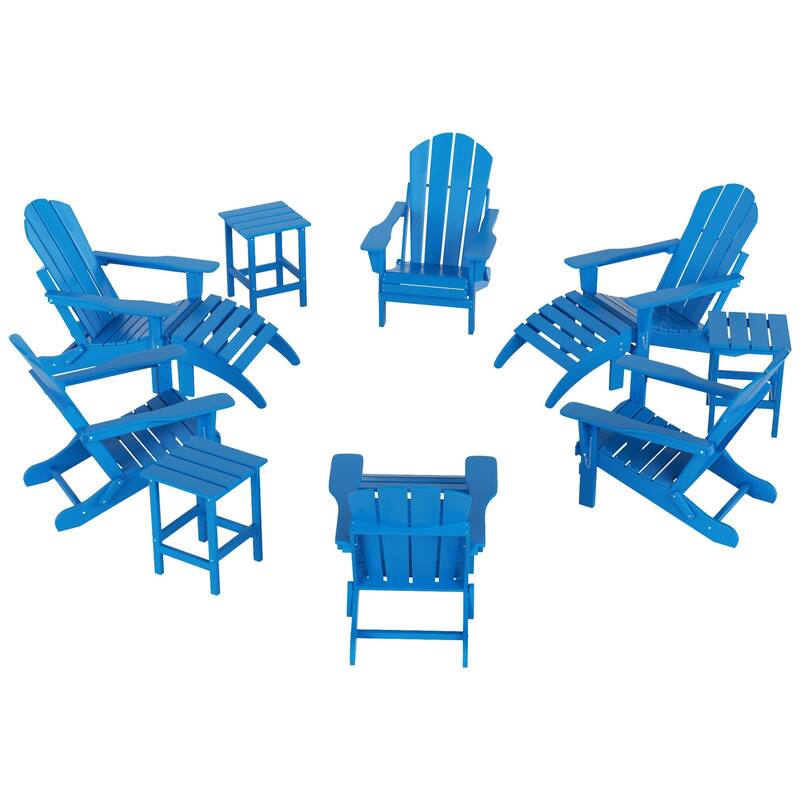 Laguna Hdpe All Weather Outdoor Patio Foldable Adirondack Chairs Conversation Set (12-Piece Set)