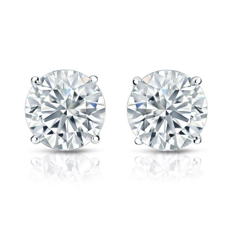 Auriya 14k Gold Round Diamond Stud Earrings 1 3/4ctw Certified