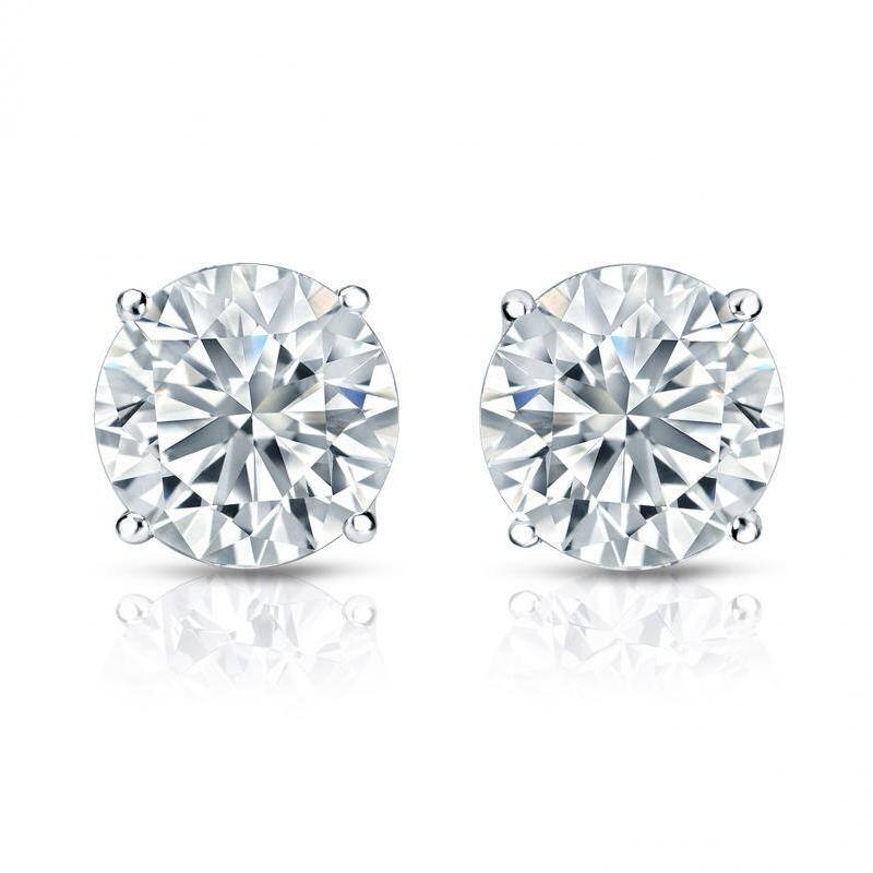 Auriya 14k Gold Round Diamond Stud Earrings 2 1/4ctw Certified