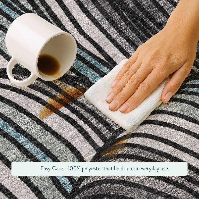 Machine Washable Indoor/ Outdoor Modern Parsons Chantille Rug