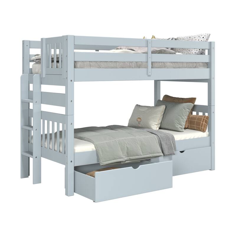 Taylor & Olive Trillium Twin over Twin Bunk Bed with Ladder, 2 Drawers