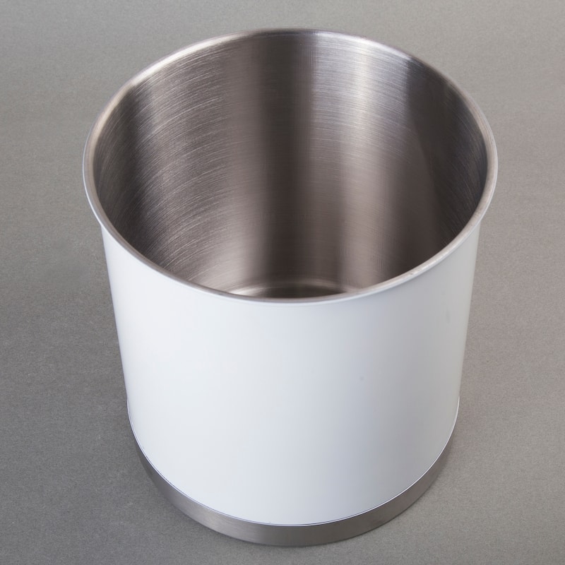 Creative Home Heavy Gauge Stainless Steel Extra Large Tool Crock Utensil Holder Flatware Organizer, White Color