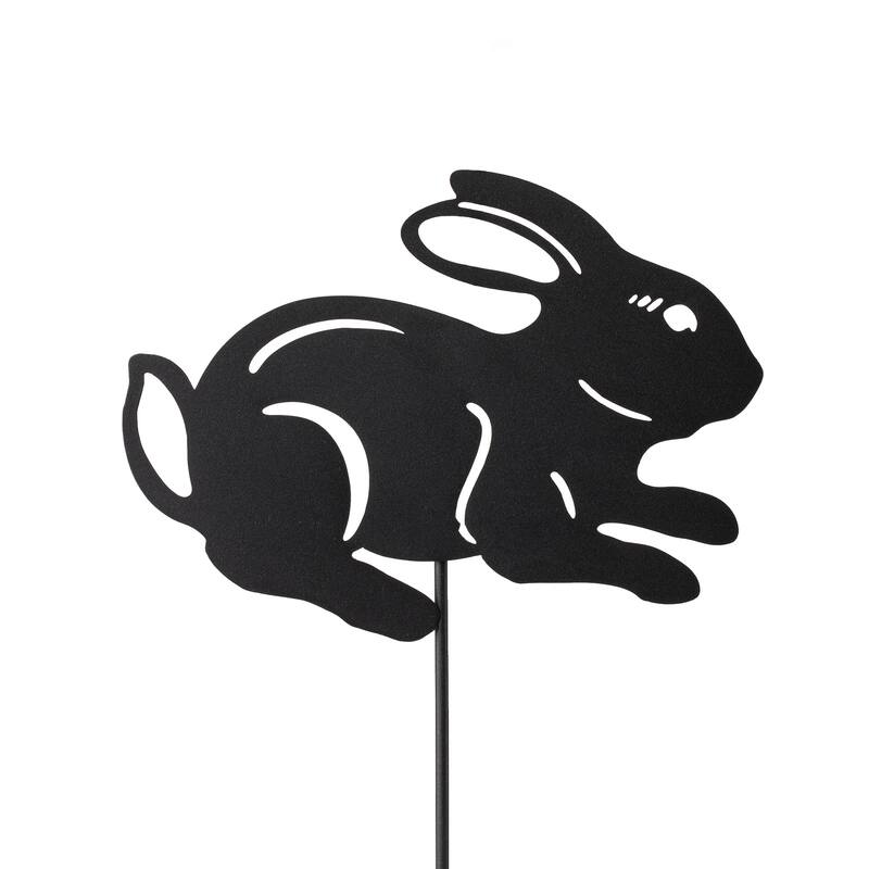 Glitzhome 2-in-1 Halloween Black Metal Rabbit Silhouette Yard Stakes Wall Decor (Set of 3)
