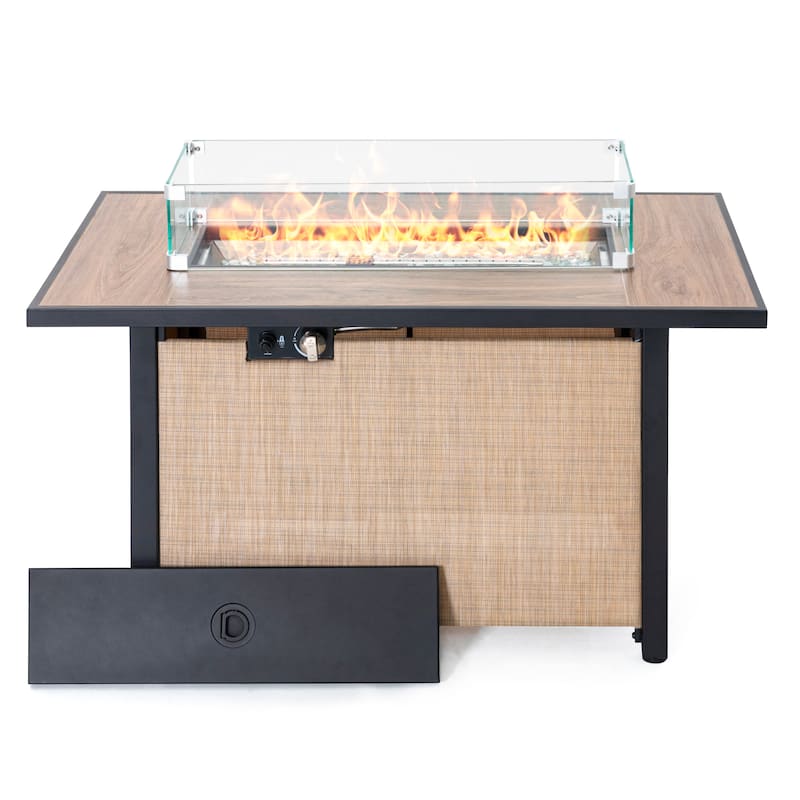 Outdoor 43’’ Fire Pit Table, 50,000 BTU Propane Fire Pit with Lid
